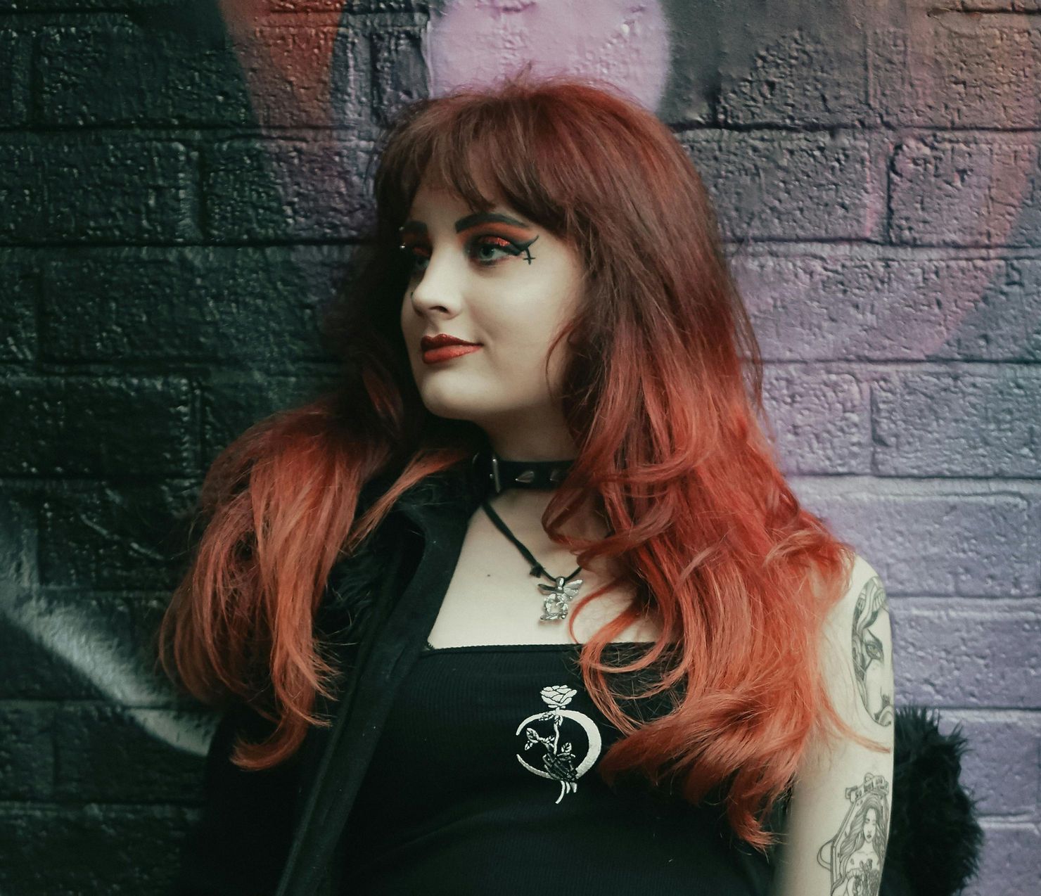 Wavy Red With Orange Highlights Wavy Red With Orange Highlights — Goth Hair Color 2027