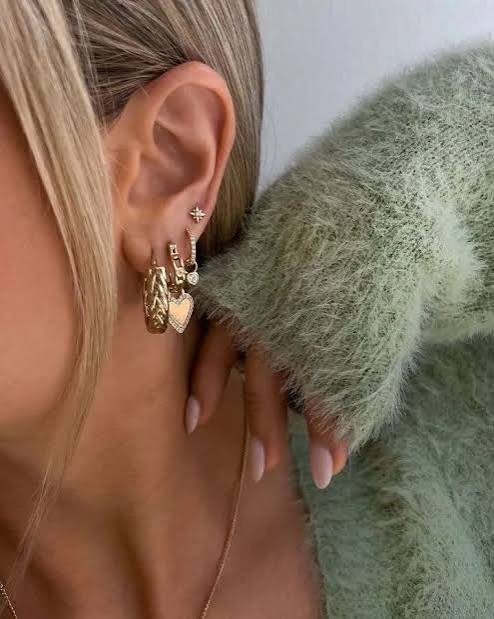 Layered Gold Hoops with Charms and Fluffy Sweater Layered Gold Hoops with Charms and Fluffy Sweater — Gold Hoops Outfits 2027