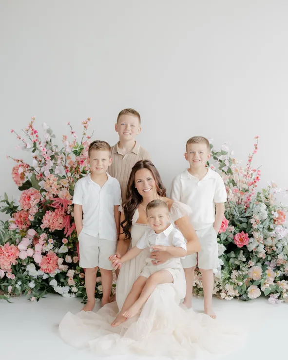 Blush Tones: Off-Shoulder Dress and Light Separates Blush Tones: Off-Shoulder Dress and Light Separates — Spring Family Photo Outfits 2027