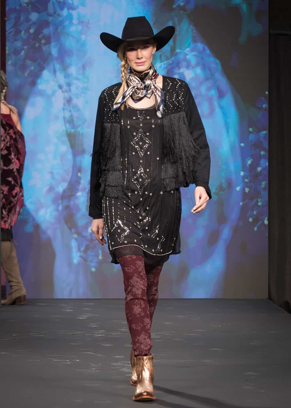 Modern Western Fusion: Embellished Dress and Fringe Jacket — Dallas Outfits 2027