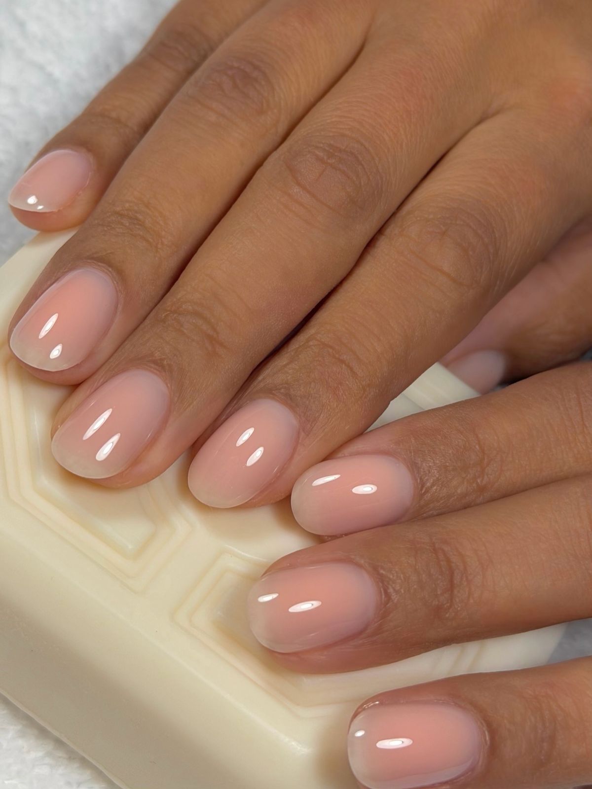 Milky Pink Gradient Glossy Nails Milky Pink Gradient Glossy Nails — Peach Round Nails 2027