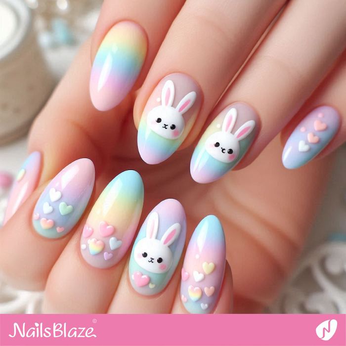 Pastel Rainbow Gradient Bunny Faces Pastel Rainbow Gradient Bunny Faces — Funny Bunny Nails 2027