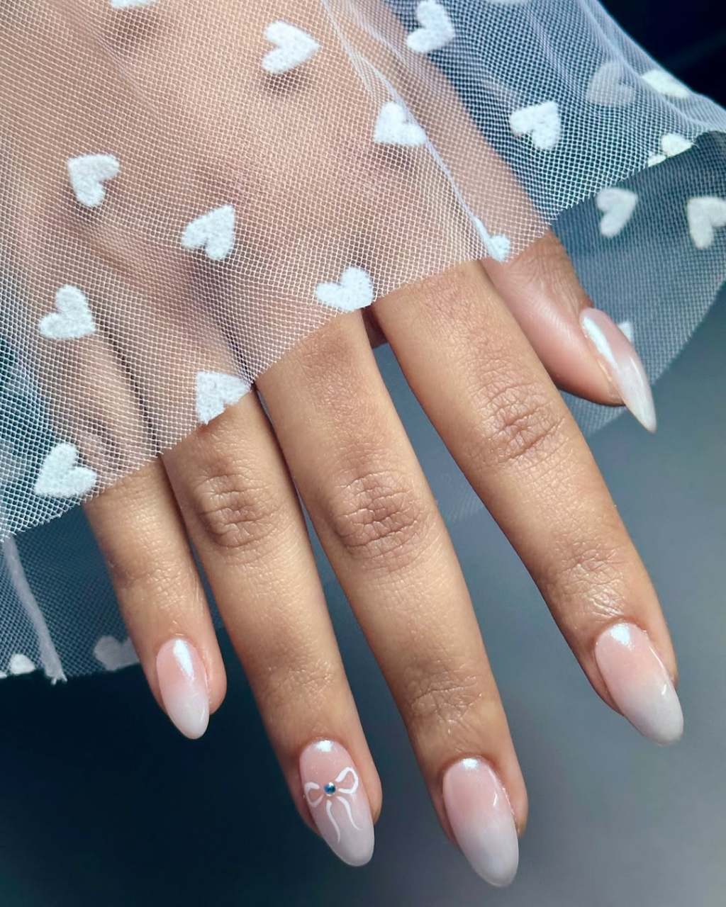 Ombre Nails with a Tiny Bow Ombre Nails with a Tiny Bow — Classy Wedding Nails 2027