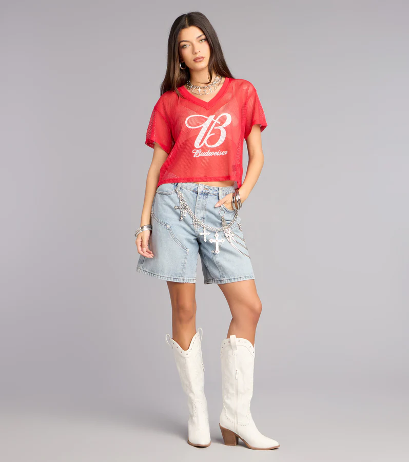 Wide-Leg Jorts with Mesh Top and Cowboy Boots Wide-Leg Jorts with Mesh Top and Cowboy Boots — Jorts Outfits 2027