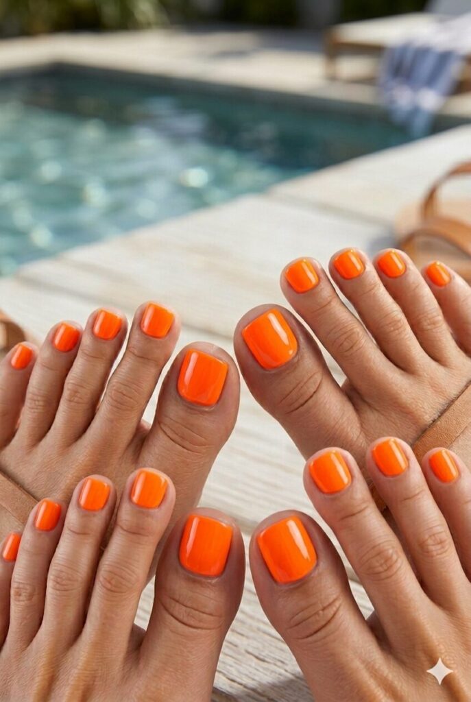 Poolside Neon Orange Statement Poolside Neon Orange Statement — Neon Toe Nails 2027