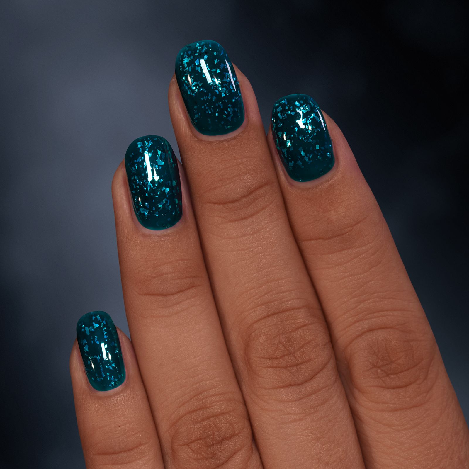 Chunky Glitter Pieces Visual Idea — Teal Nails 2027