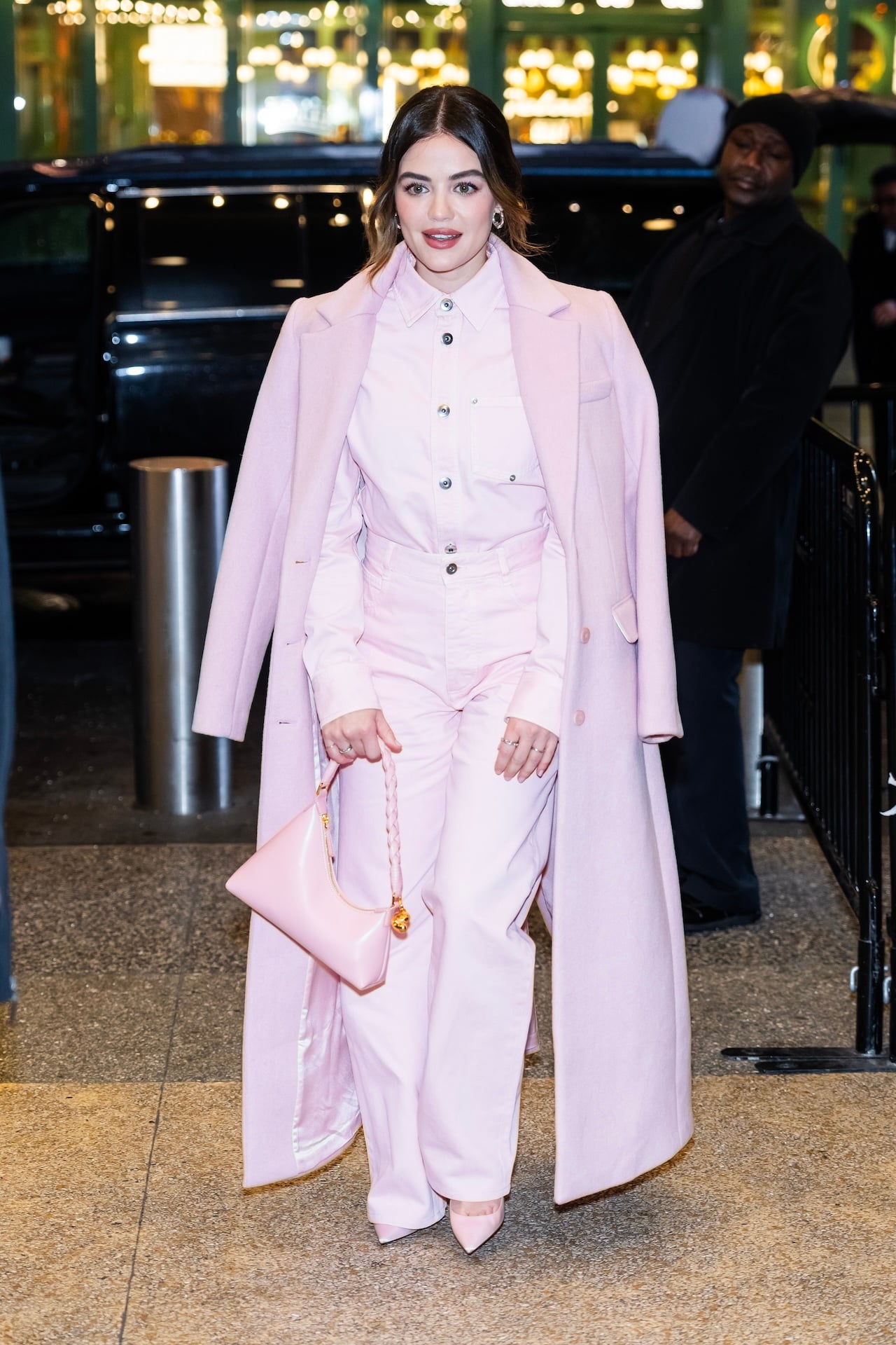 Monochromatic Pink Power Suit with a Long Wool Coat — Pink Valentines Outfits 2027