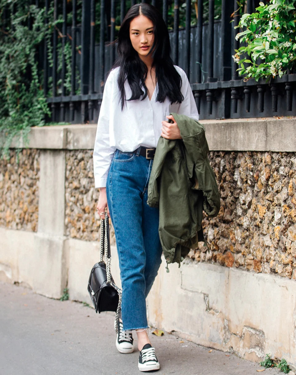 Classic Button-Up and Jacket Carry — Mom Jeans 2027