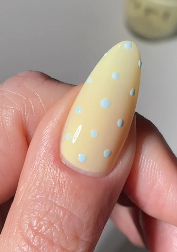 Light Blue Dots On All Nails Visual Idea — Yellow Nails 2027