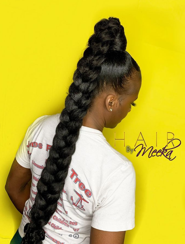 High Black Braided Ponytail With Bun High Black Braided Ponytail With Bun — Braided Ponytail 2027