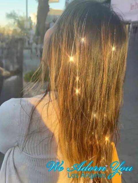 Long Wavy Dark Brown With Subtle Highlights and Tinsel — Hair Tinsel 2027