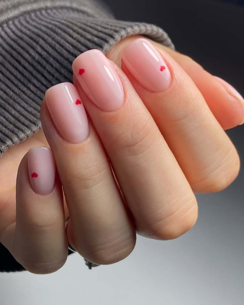 Sheer Pink with Subtle Cuticle Hearts Sheer Pink with Subtle Cuticle Hearts — Valentines Press On Nails 2027