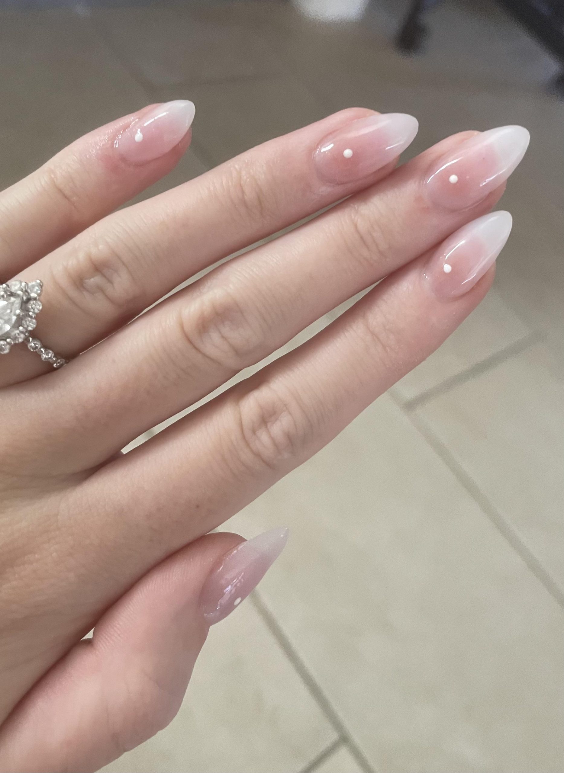 Medium Stiletto Milky White With Dots Medium Stiletto Milky White With Dots — Simple Graduation Nails 2027
