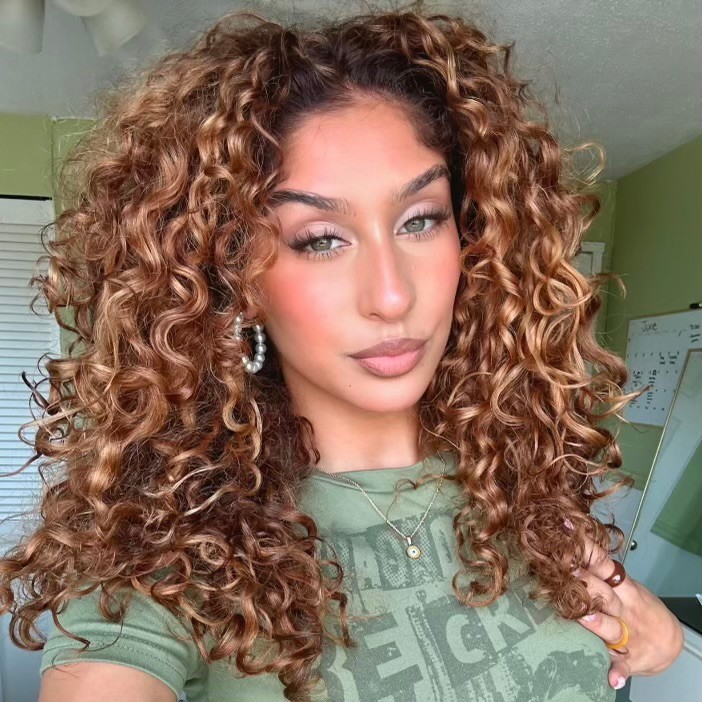 Shoulder Medium Brown With Blonde Shoulder Medium Brown With Blonde — Hair Color 2027 for Curly Hair