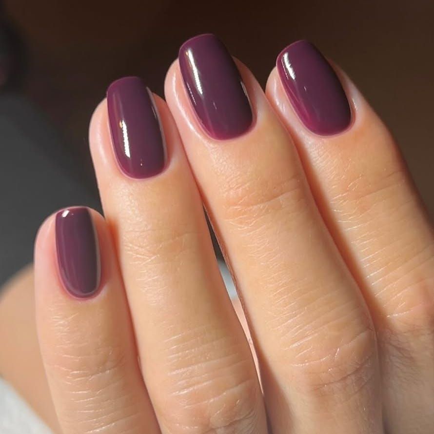Muted Plum Burgundy Squoval — Burgundy Nails 2027