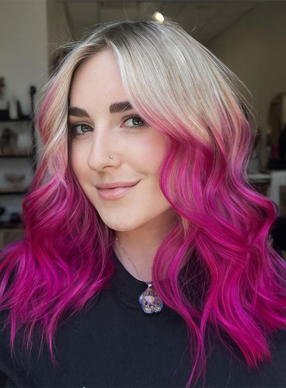Blonde To Dark Pink Balayage Visual Idea Blonde To Dark Pink Balayage Visual Idea — Blonde 2027 with Pink Hair