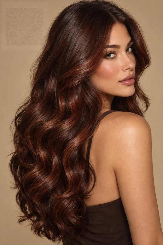 Mid-Back Striking Dark Auburn With Copper Highlights Mid-Back Striking Dark Auburn With Copper Highlights — Dark Auburn Hair 2027