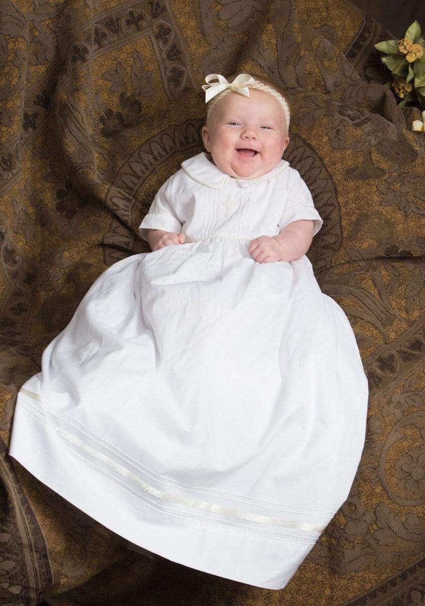 Cotton Gown with Peter Pan Collar and Lace Trim — Christening Outfits 2027
