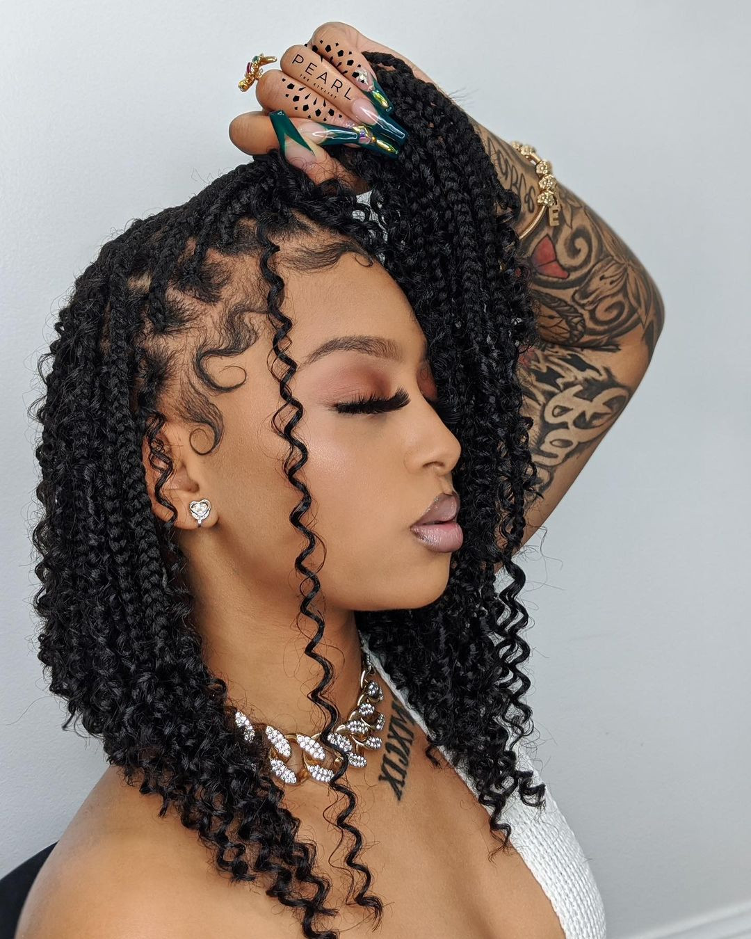 Side View Visual Idea Side View Visual Idea — Braids 2027 with Curly Ends