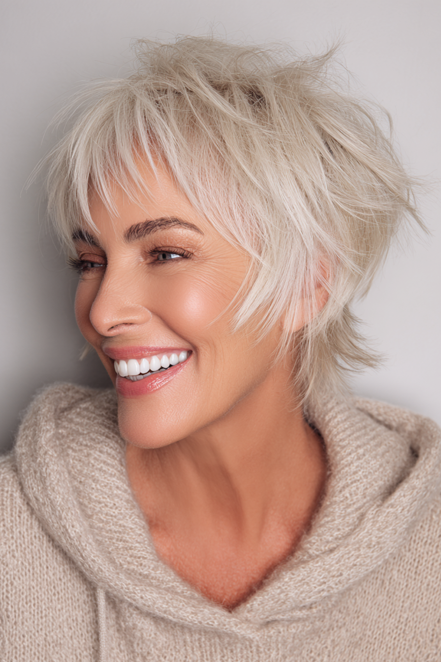 Tousled Ash Blonde Shag Tousled Ash Blonde Shag — Short Shag 2027