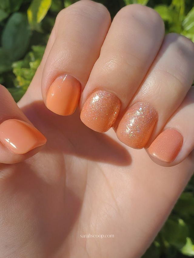 Glitter Accents On Two Nails Outdoor Peach Pink Glitter Mix Squares Glitter Accents On Two Nails Outdoor Peach Pink Glitter Mix Squares — Peach Square Nails 2027