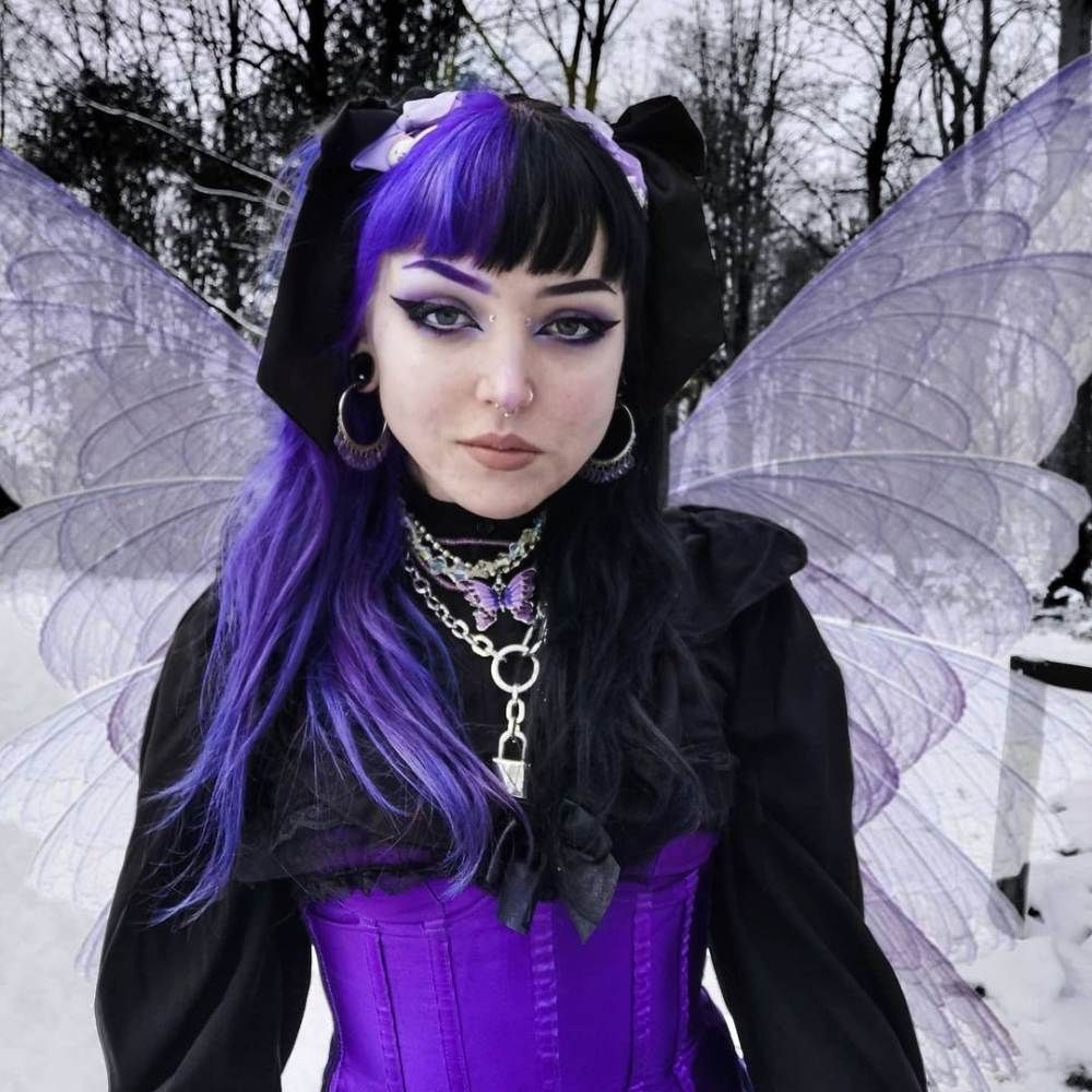 Split Dye Black And Vibrant Purple Visual Idea Split Dye Black And Vibrant Purple Visual Idea — Goth Hair Color 2027
