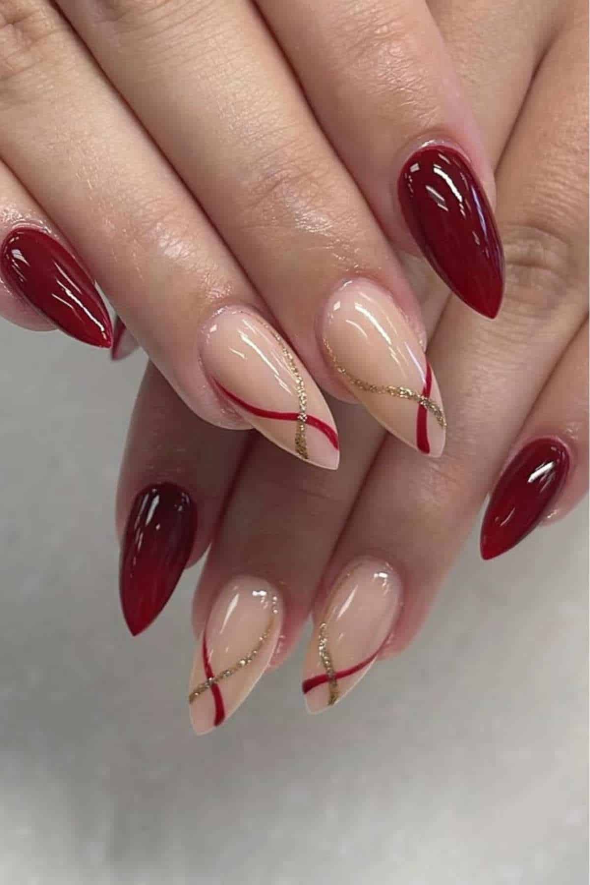 Visual Idea — Medium Stiletto Nails In A Glossy Finish — Thanksgiving Nails 2026
