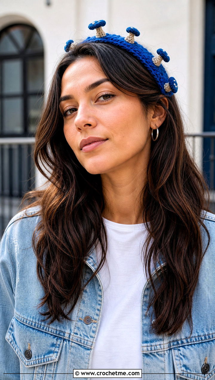Quirky Crochet: Mushroom Headband with Denim Jacket — Headband Outfits 2027