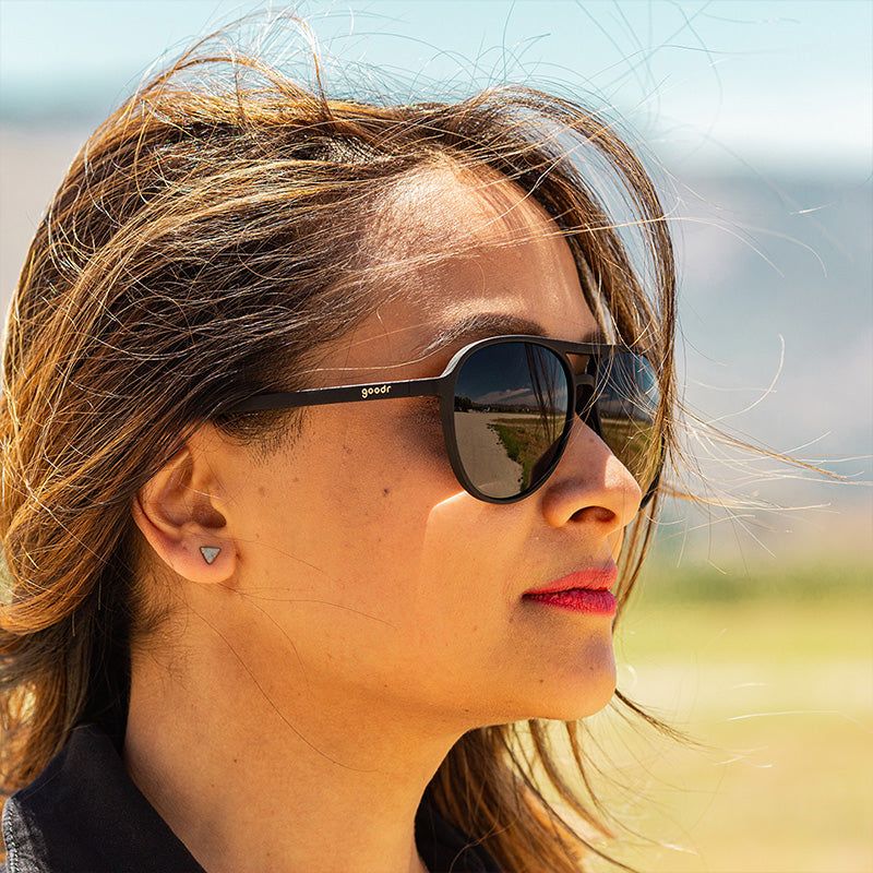 Classic Black Aviators with a Black Jacket — Aviator Sunglasses for Women 2027
