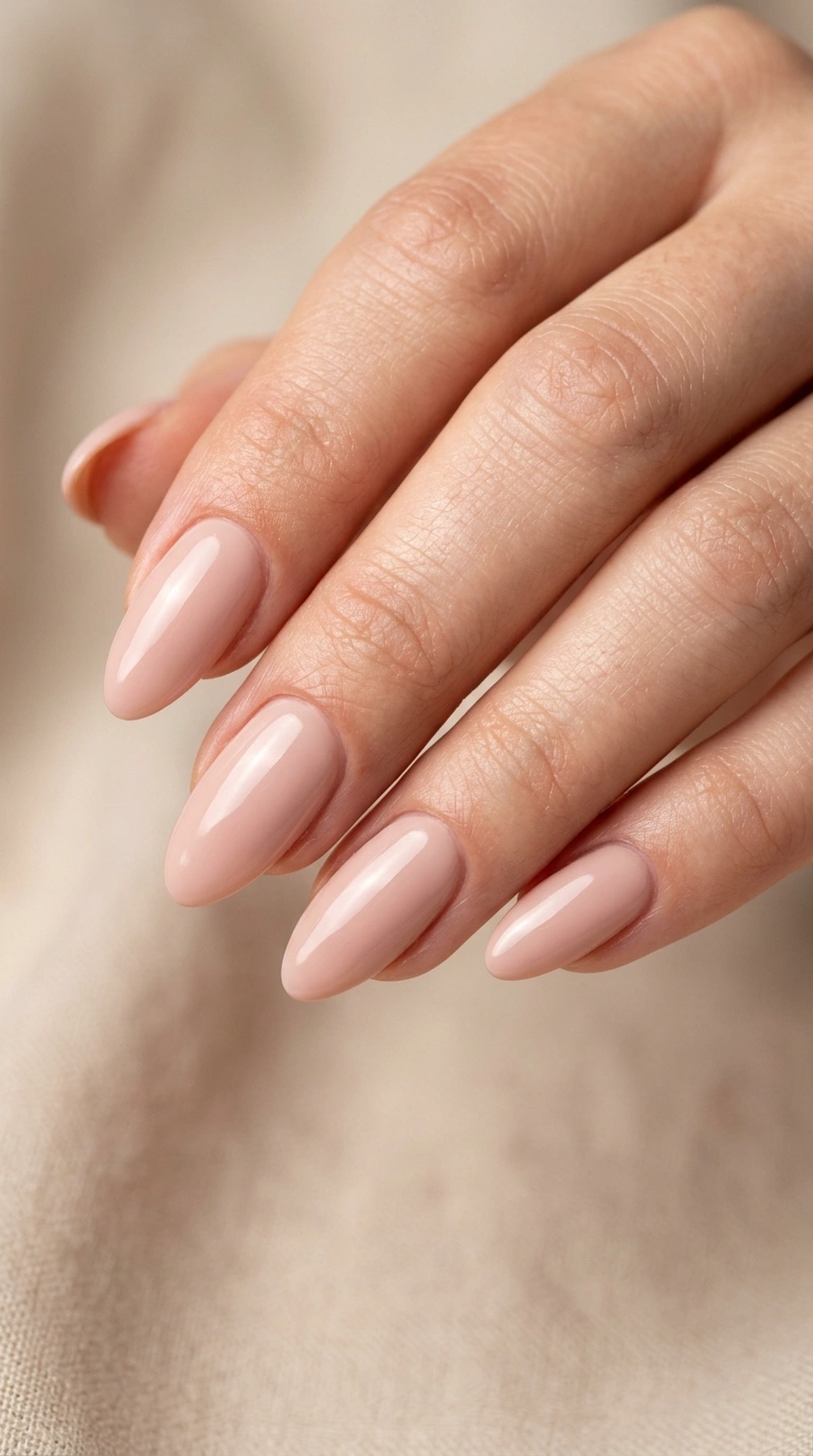 Smooth Pale Pink Nude Almond Nails — Nude Summer Nails 2027