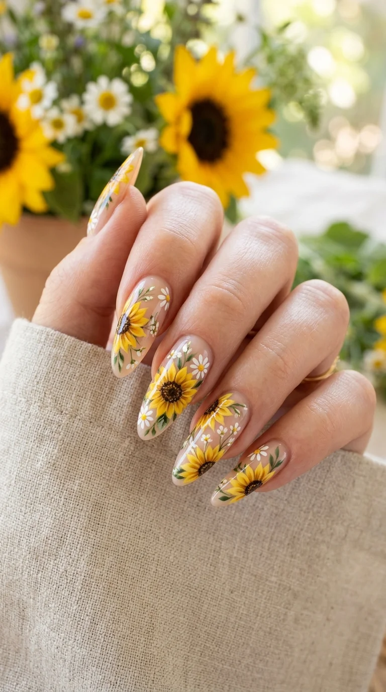 Detailed Hand-Painted Art Clean Lines Visual Idea — Yellow Nails 2027
