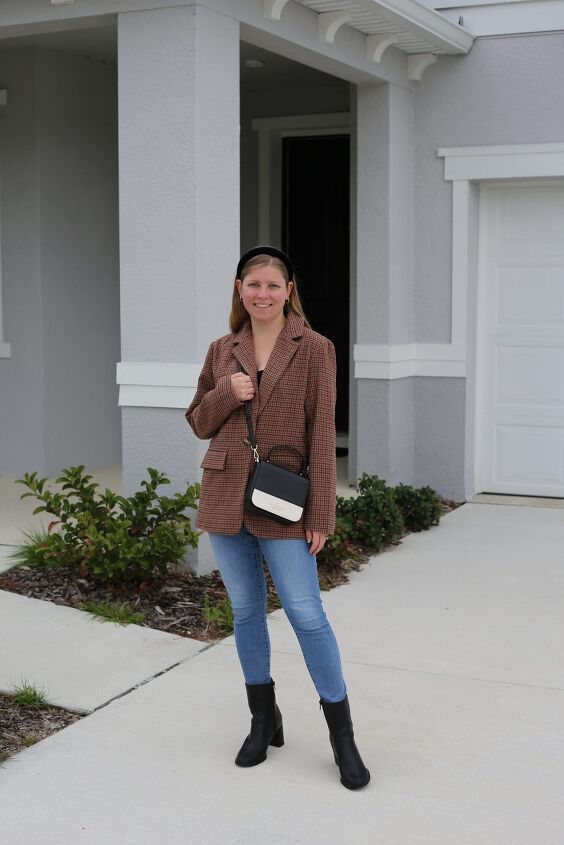 Brown Plaid Blazer and Black Tank Top — Modern Heirloom Outfits 2027