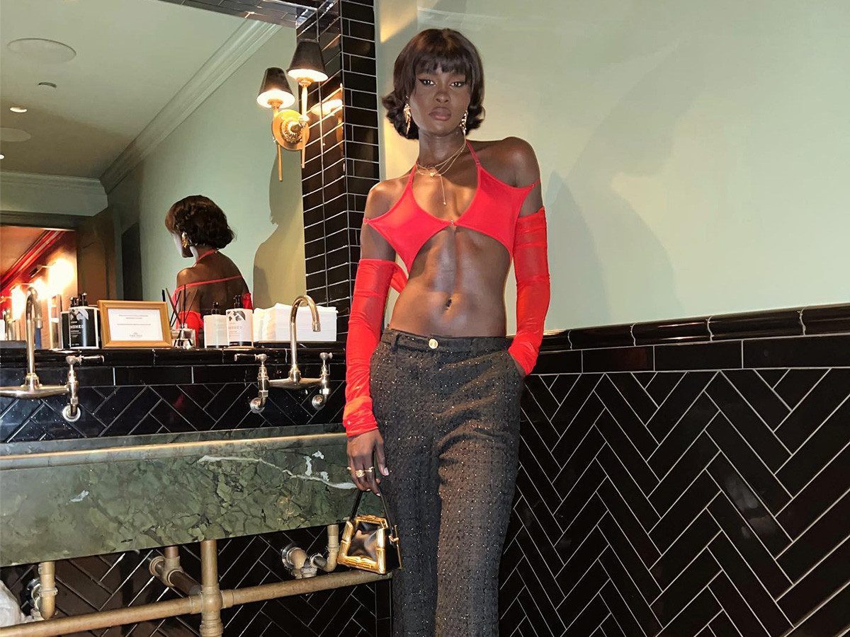 Bold Contrast: Red Halter Top with Charcoal Trousers — Cocktail Bar Outfits 2027