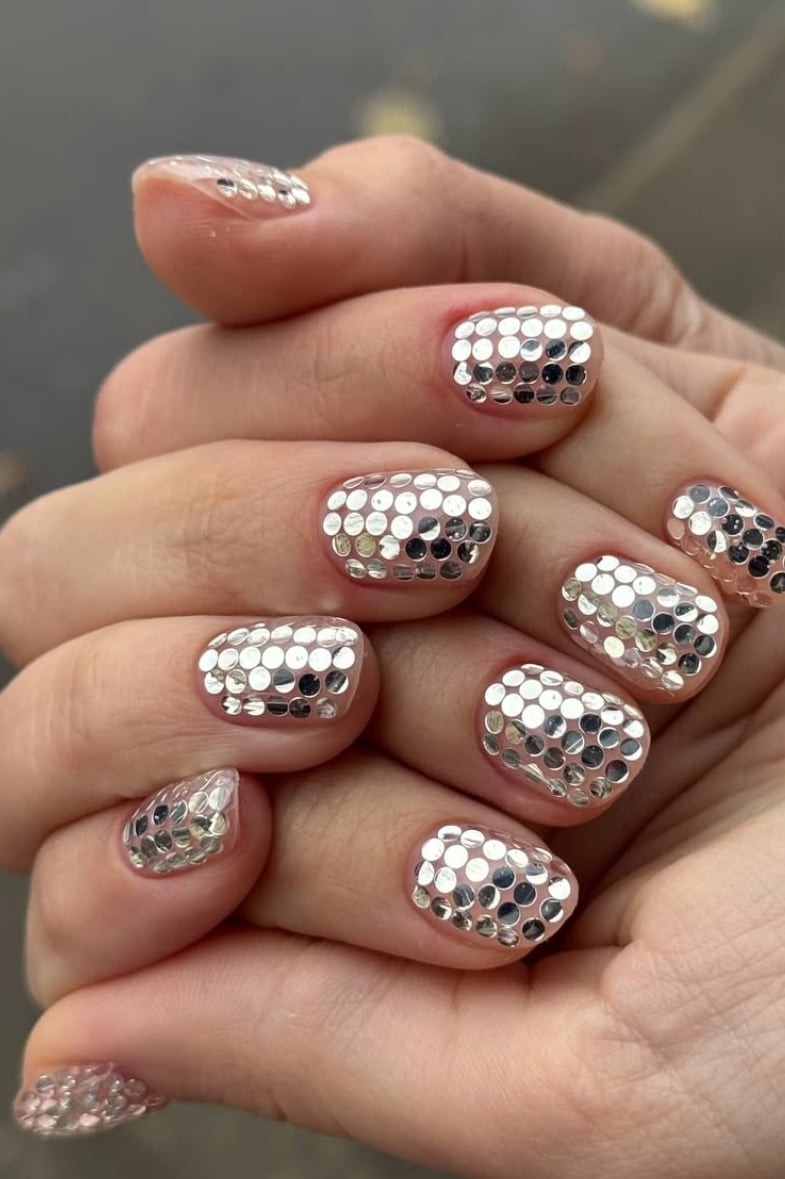 Graphic Stripes with Glitter Accents Graphic Stripes with Glitter Accents — Short New Years Nails 2027