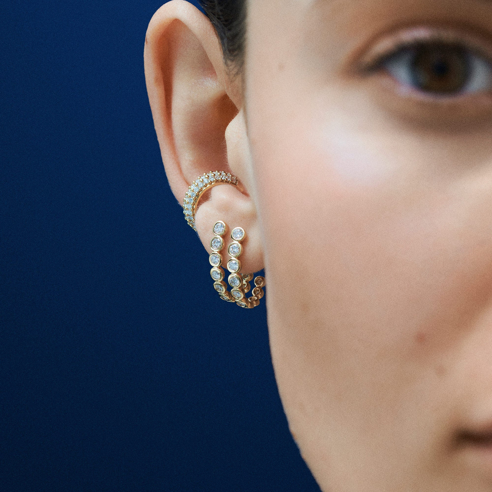 Double-Row Hoops with a Contemporary Ear Cuff Double-Row Hoops with a Contemporary Ear Cuff — Hoop Earrings 2027