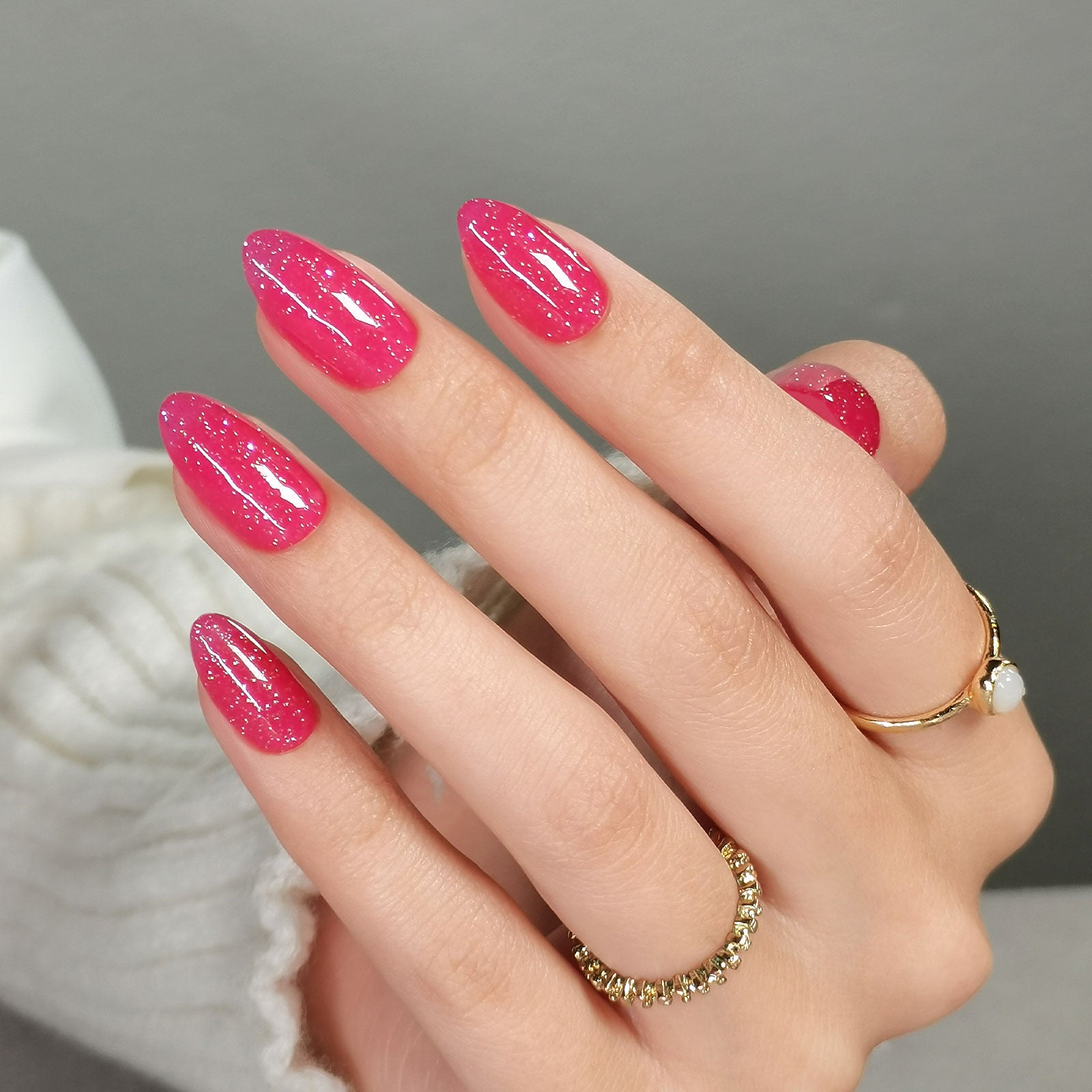 Vibrant Hot Pink Silver Glitter Almond Nails Vibrant Hot Pink Silver Glitter Almond Nails — Glitter Nails 2027