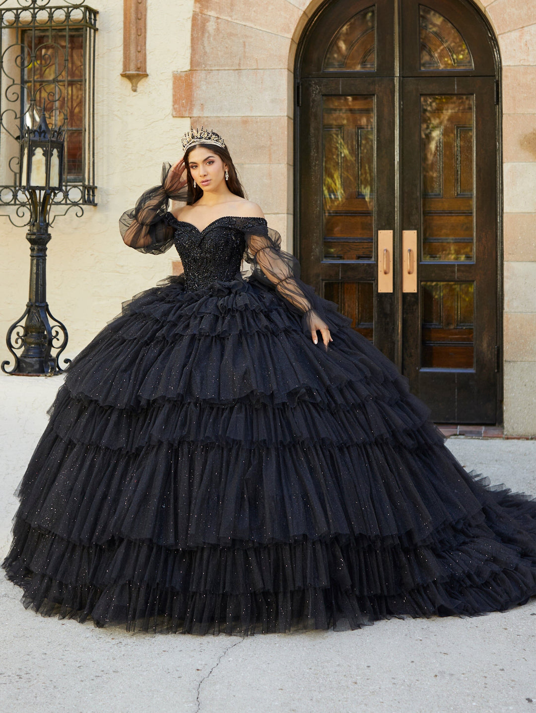 Black Off-the-Shoulder Ballgown with Voluminous Puff Sleeves Black Off-the-Shoulder Ballgown with Voluminous Puff Sleeves — Puff Sleeve Dresses 2027