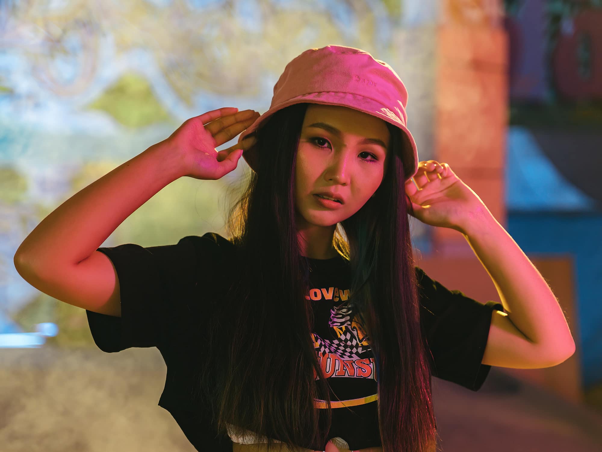Long Straight Mid-Back Thick Straight Dark Brown Worn Loose — Bucket Hat Hairstyles 2027