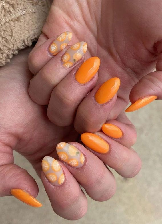Citrus Slice French Tip Medium Ovals Citrus Slice French Tip Medium Ovals — Tangerine Nails 2027
