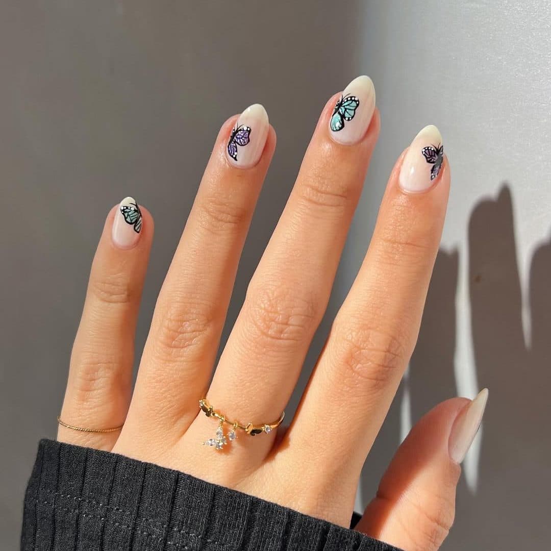 Sheer Nude Iridescent Butterfly Nails Sheer Nude Iridescent Butterfly Nails — Nail Art 2027 for Beginners