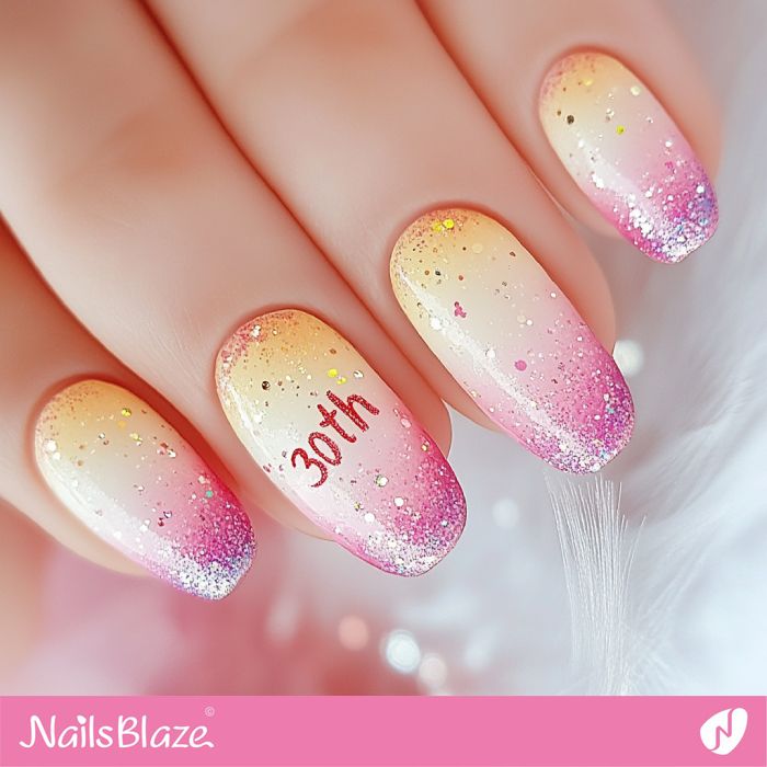 30th Text On Accent Nail Visual Idea — 30th Birthday Nails 2027