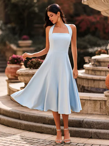 Elegant Halter: Light Blue Midi Dress for a Birthday Celebration Elegant Halter: Light Blue Midi Dress for a Birthday Celebration — Birthday Dresses 2027