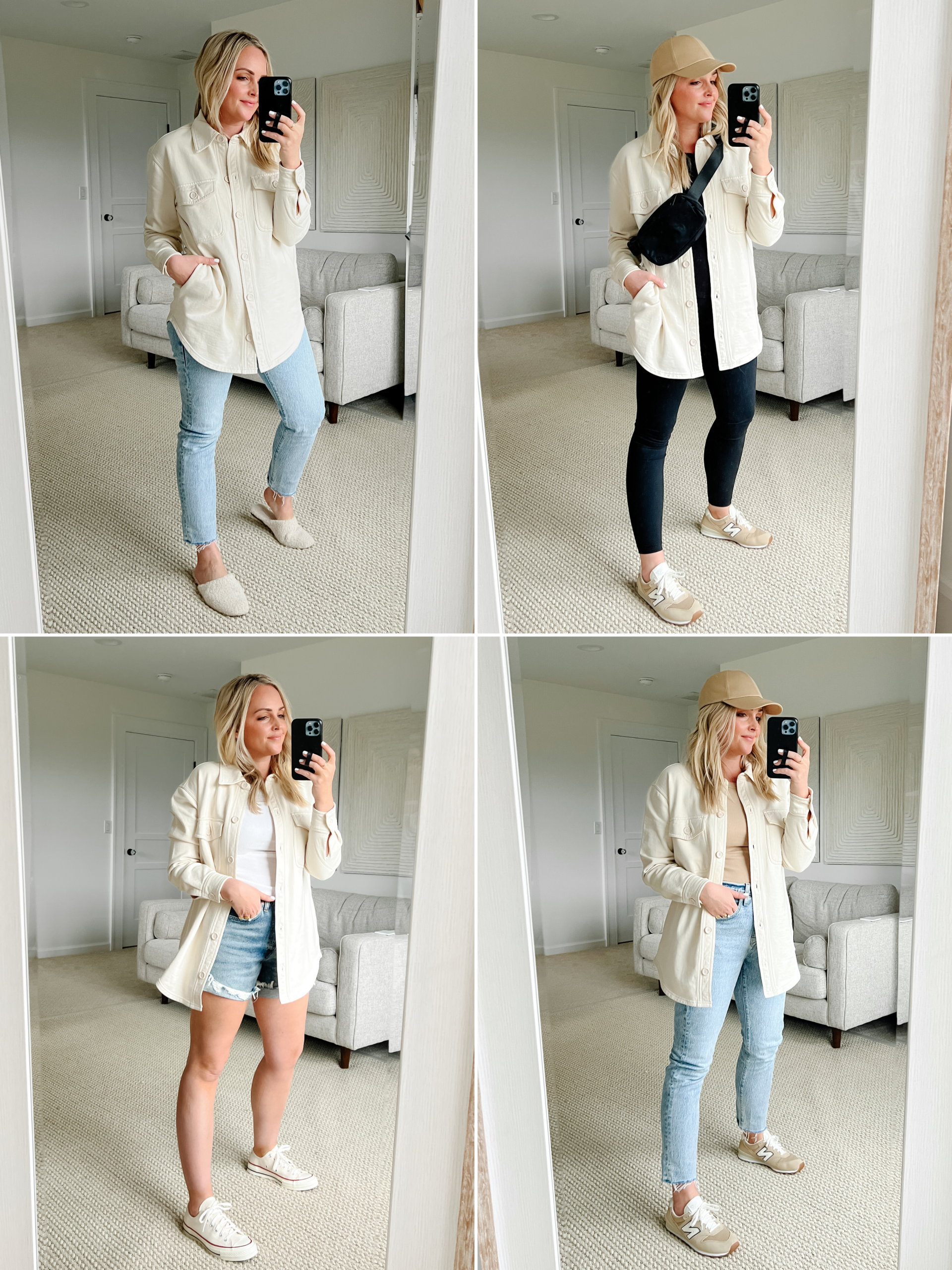 Versatile Styling: Off-White Shacket with Multiple Bottoms — Shacket Outfits 2027