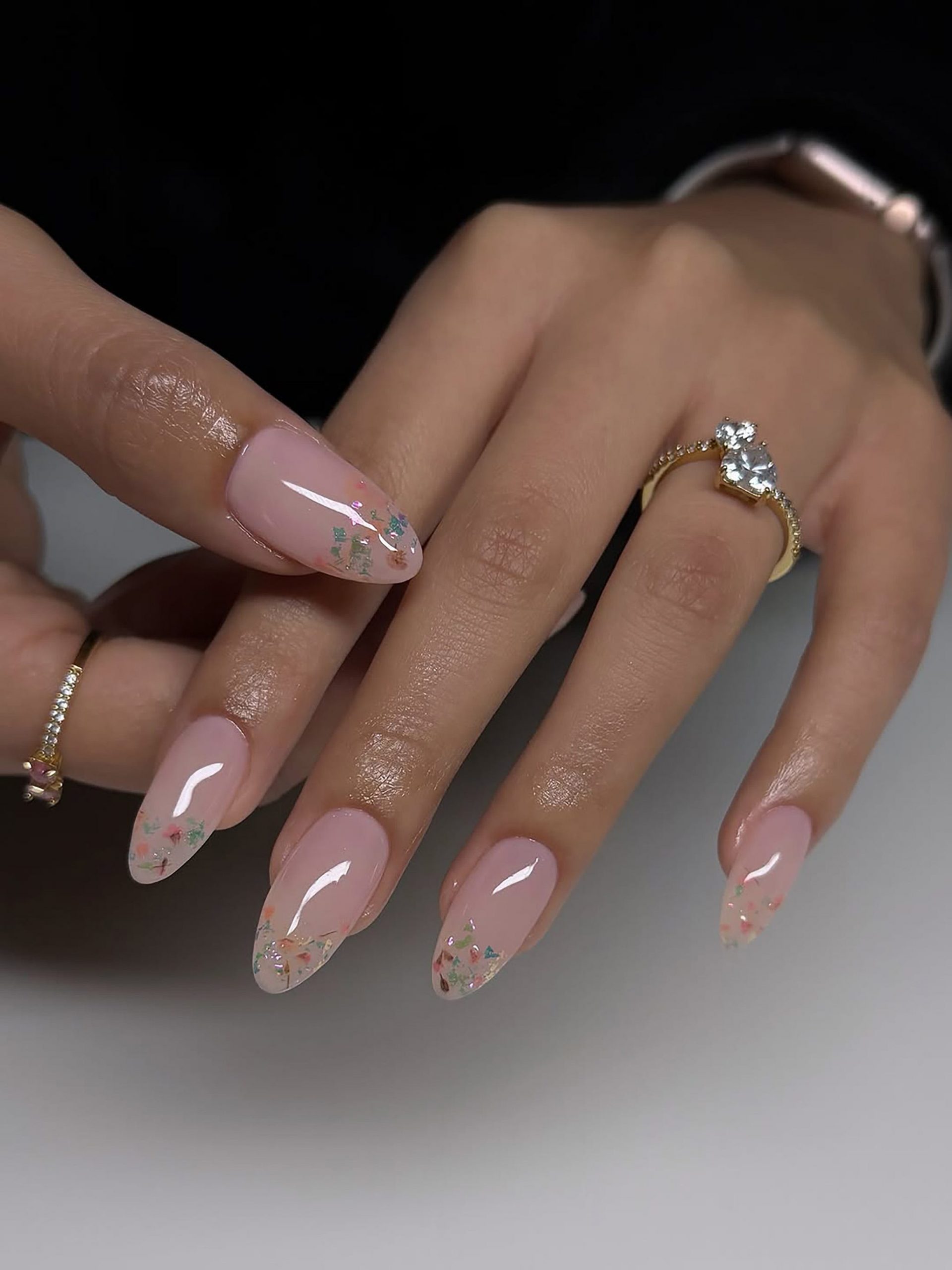 Colorful Flecks Embedded Almond Nails — Almond Nails 2027