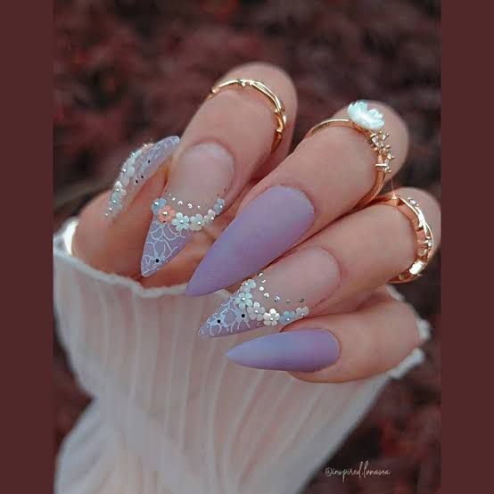 Matte With Glitter Visual Idea Matte With Glitter Visual Idea — Lavender Stiletto Nails 2027