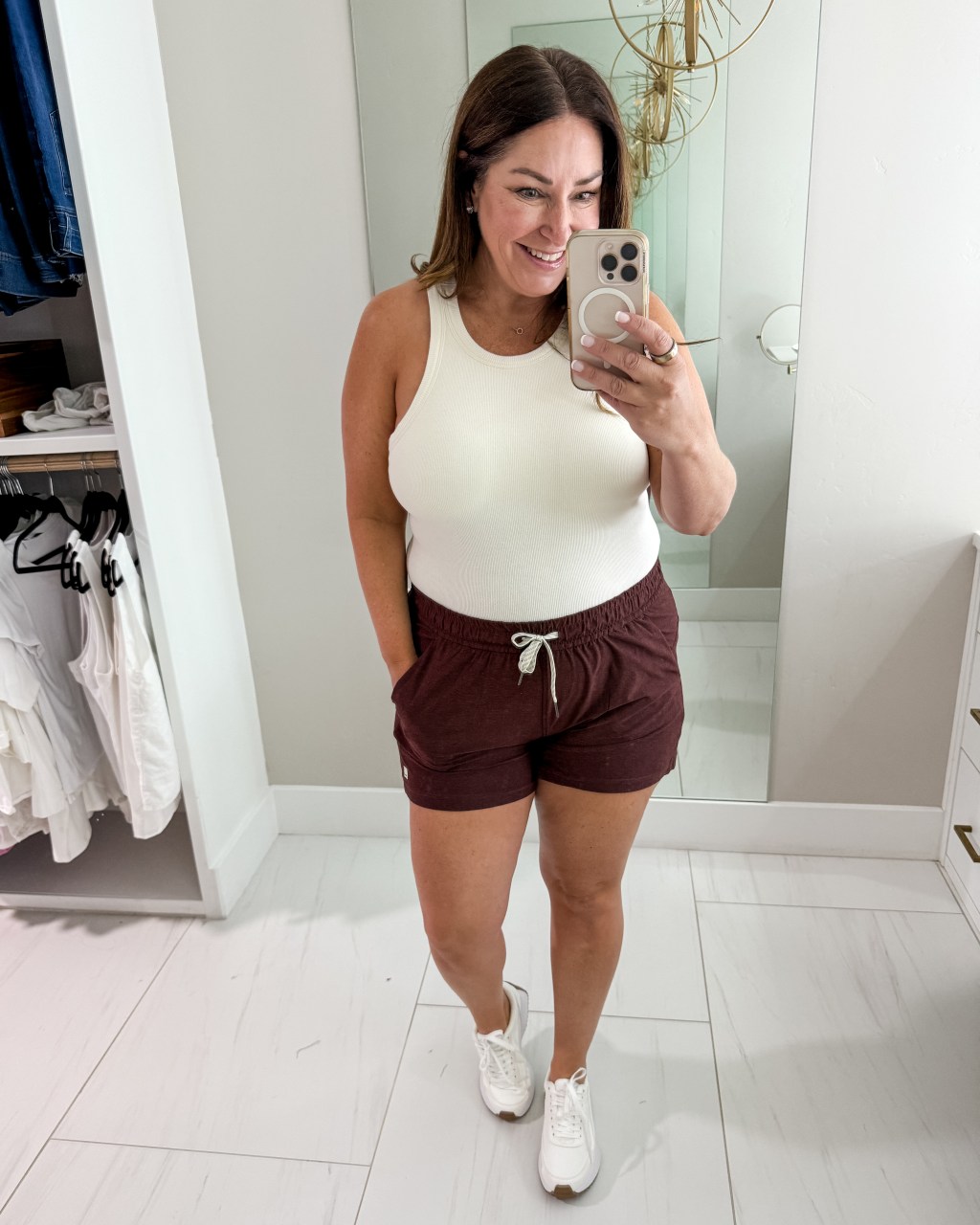 Athleisure Set: Ribbed Tank with Drawstring Shorts Athleisure Set: Ribbed Tank with Drawstring Shorts — Mom Outfits 2027
