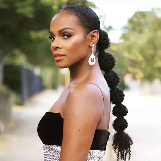 Thick Coily Black Bubble Ponytail Thick Coily Black Bubble Ponytail — Braided Ponytail 2027