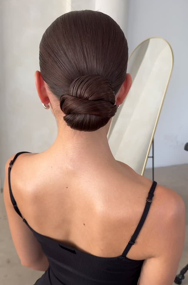 Classic Dark Brown Low Chignon Classic Dark Brown Low Chignon — Sleek Bun 2027