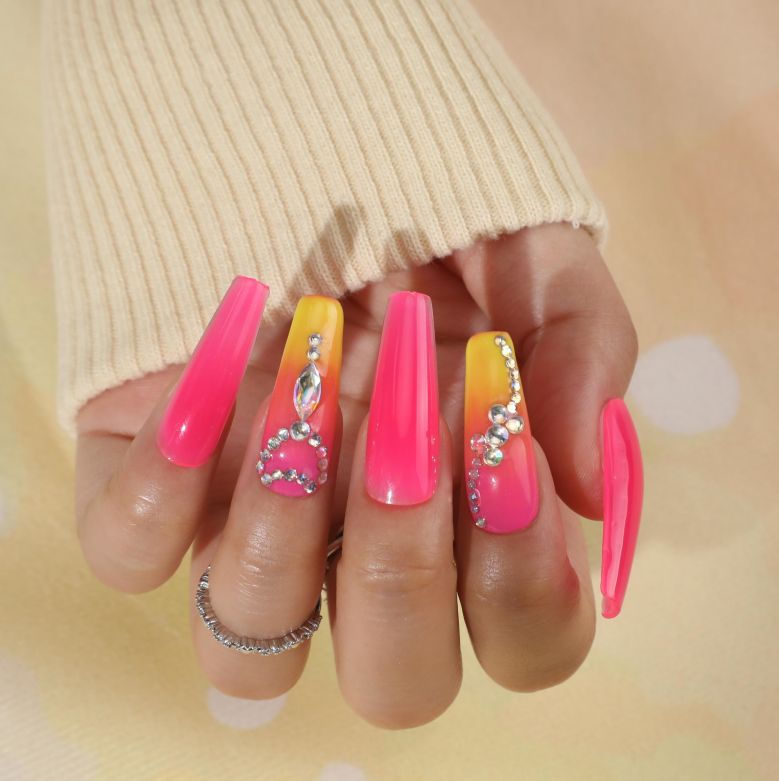 Rhinestone Accents Visual Idea Rhinestone Accents Visual Idea — Neon Acrylic Nails 2027