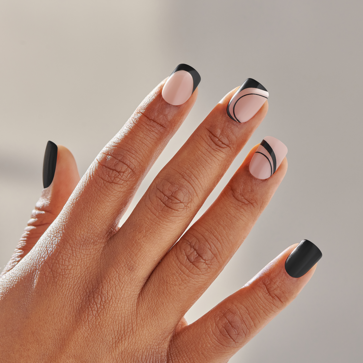 Modern Black Line French Tip Squovals Modern Black Line French Tip Squovals — Nails 2027 for Black Dress